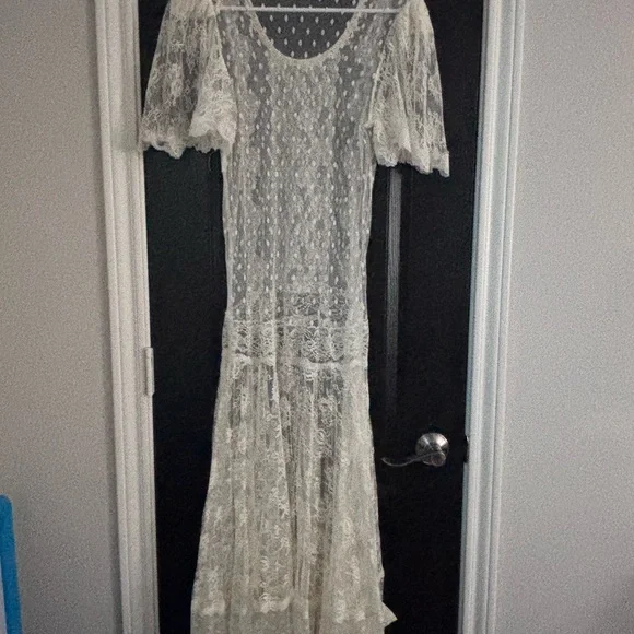 Anthropologie Ivory Lace Maxi Dress - Picture 3 of 3